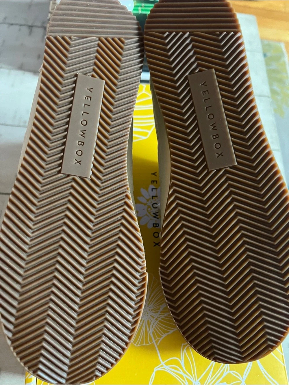 Yellow Box Cream and Brown Retro Low-Profile Sneakers